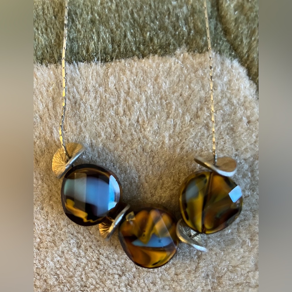 Handmade Necklace Faceted Beads Wavy Discs